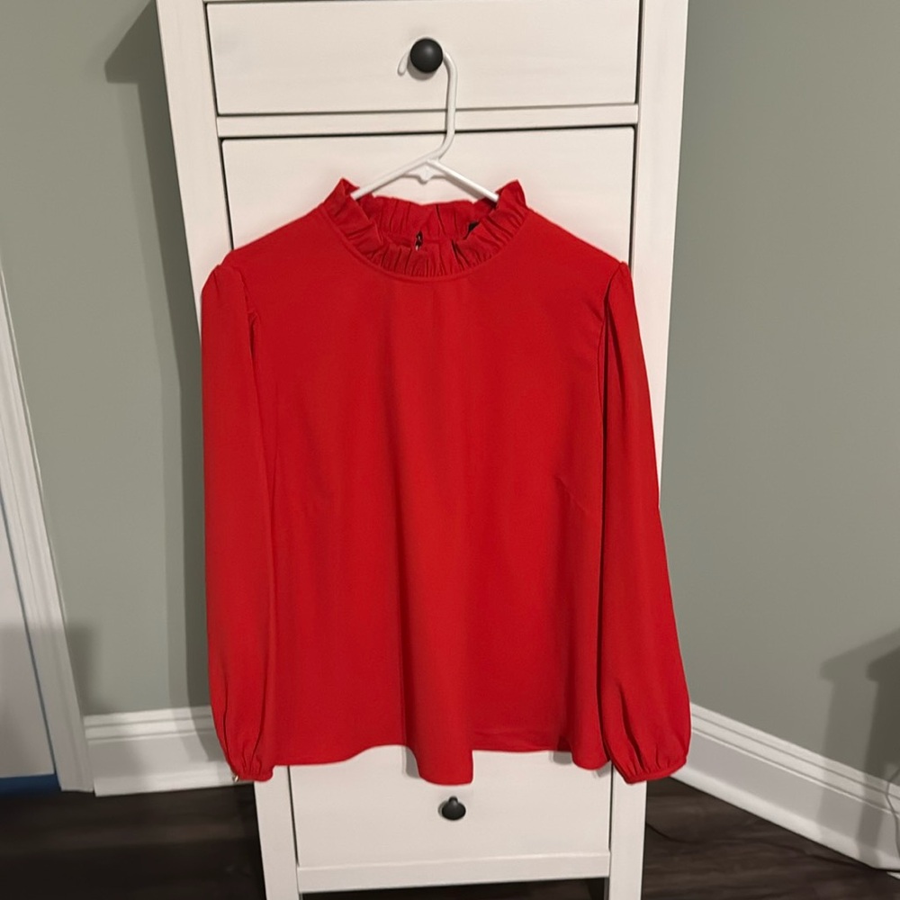 JCrew red crepe top, new, 2x